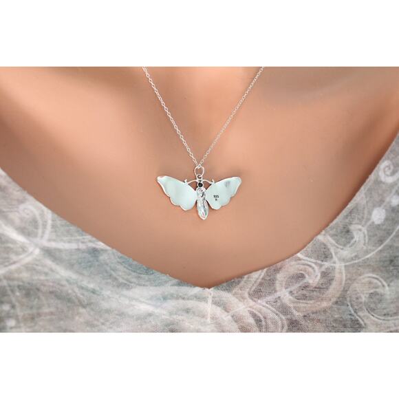 Sterling Silver Death's-Head Hawk Moth Charm Necklace - Picture 4 of 4